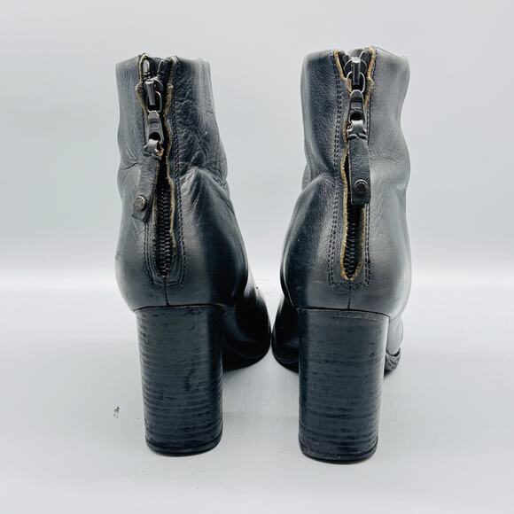 Rag & Bone Boots Women 9 Black Leather Newbury Ankle Block Heel Back Zip Comfort - Picture 5 of 10